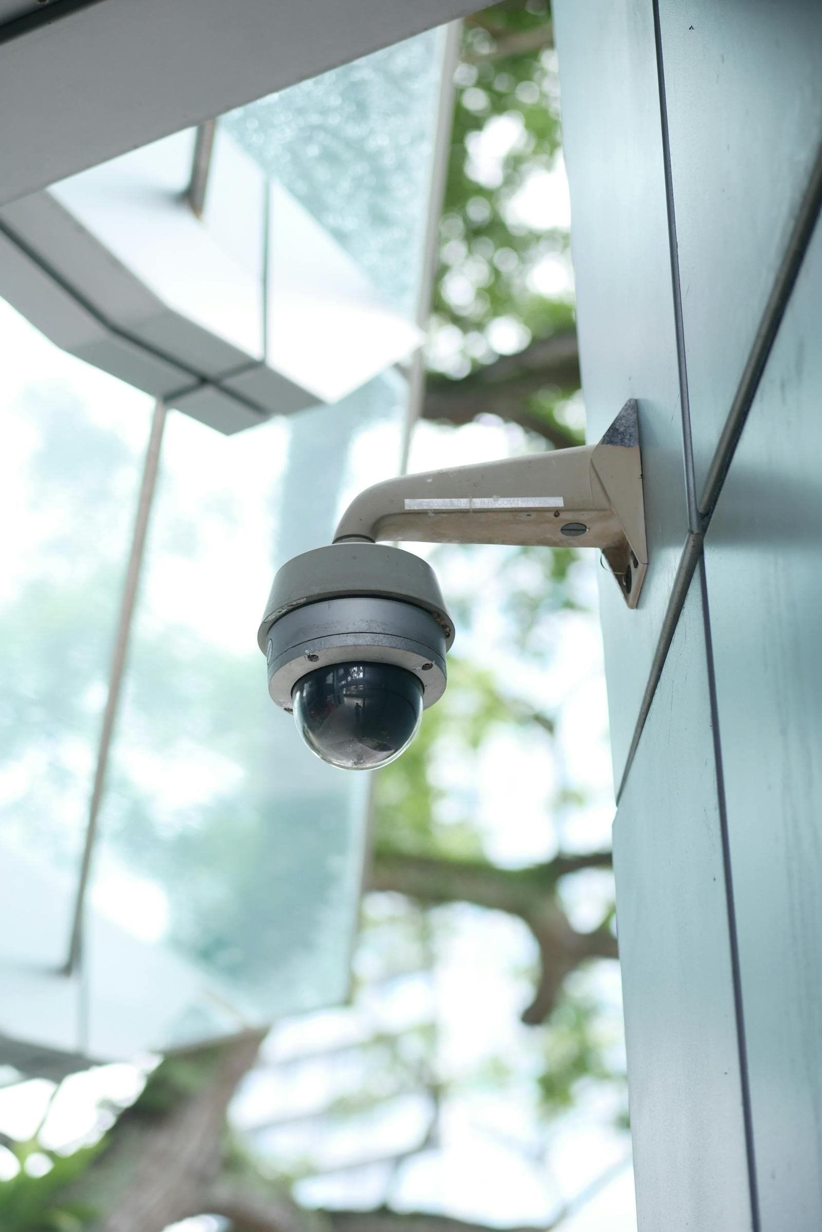 Commercial security camera installed on a building exterior